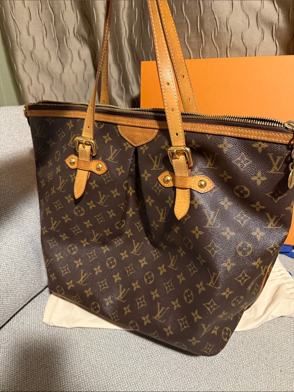 Louis Vuitton Palermo GM Brown Monogram Canvas Shoulder Tote with box Dustbag - Picture 5 of 17